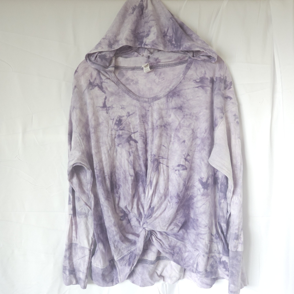 Purple Tie-Dye Women's Hooded Top Size L